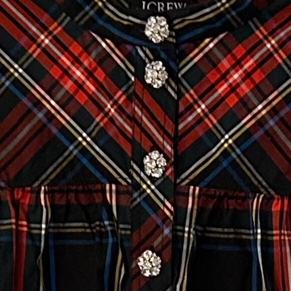 Ladies J Crew Holiday Stewart Tartan Smock Top with Pretty buttons, Size XL - Picture 4 of 8